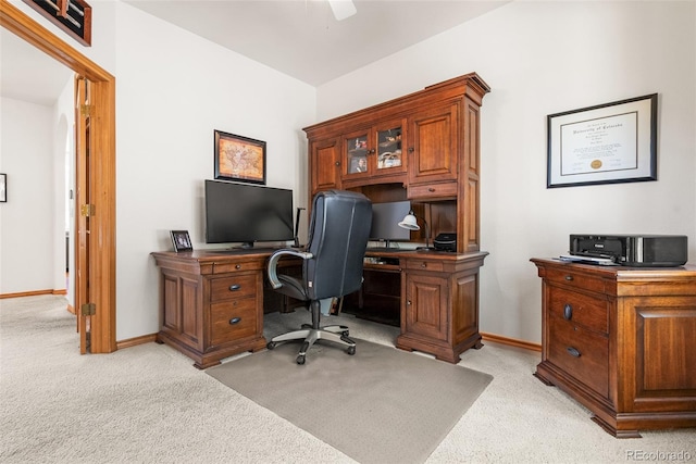 6252 King Dr, Evergreen, CO 80439 - office space featuring light colored carpet, a ceiling fan, and baseboards