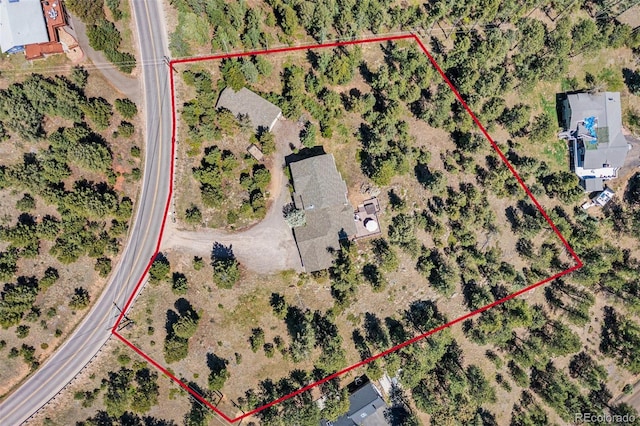 6252 King Dr, Evergreen, CO 80439 - aerial view of property's location featuring property boundaries highlighted