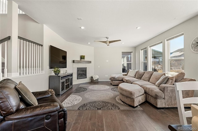 living room featuring dark hardwood / wood-style flooring