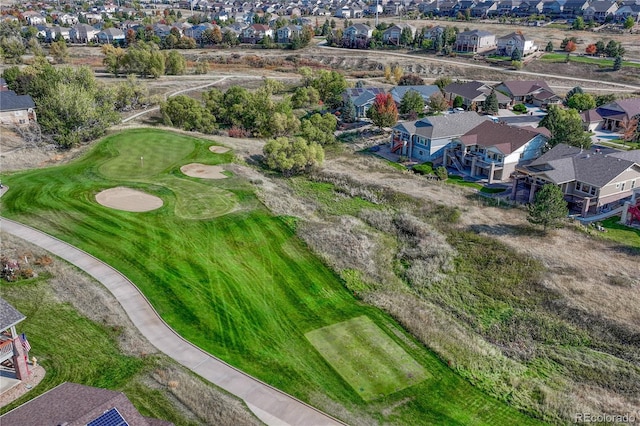 aerial view featuring a residential view and golf course view