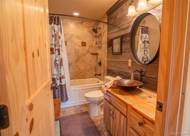 25879 County Road 162e, Nathrop, CO 81236 - full bath with toilet, shower / bath combo, vanity, and wood walls