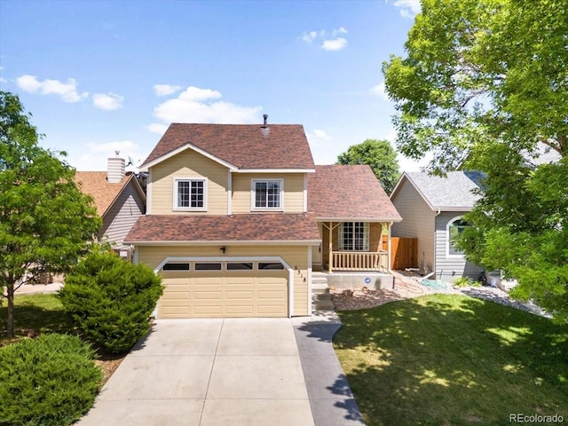6318 Newton Ct, Arvada, CO 80003 - view of front of home with driveway, a garage, a front yard, and roof with shingles