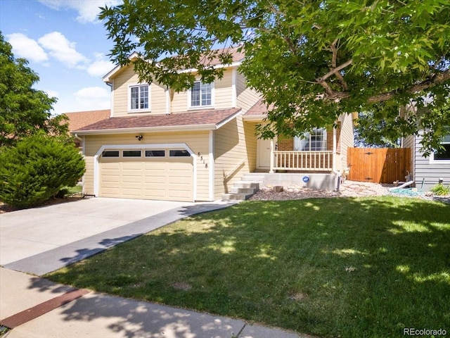 6318 Newton Ct, Arvada, CO 80003 - view of front of house with a garage, concrete driveway, a porch, and roof with shingles