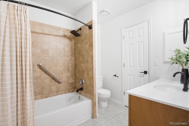 6318 Newton Ct, Arvada, CO 80003 - bathroom with shower / bath combo, vanity, and tile patterned flooring