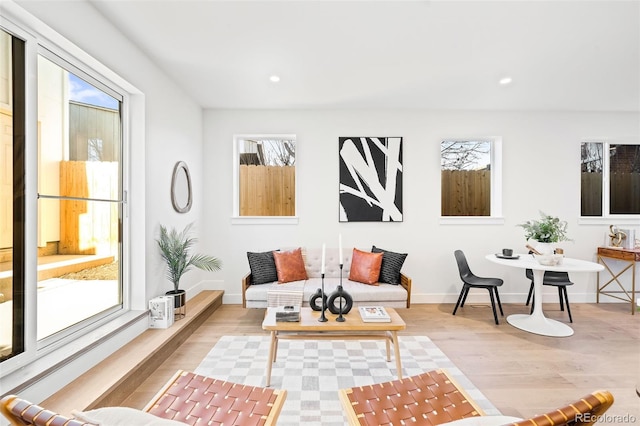 living room with light wood-type flooring