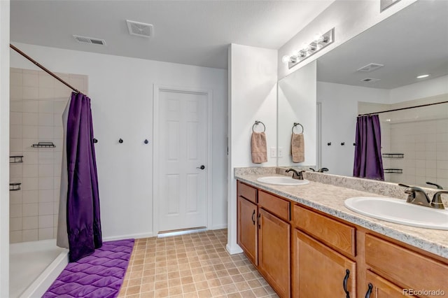 3599 Makley Cir, Castle Rock, CO 80104 - bathroom with tiled shower and double vanity