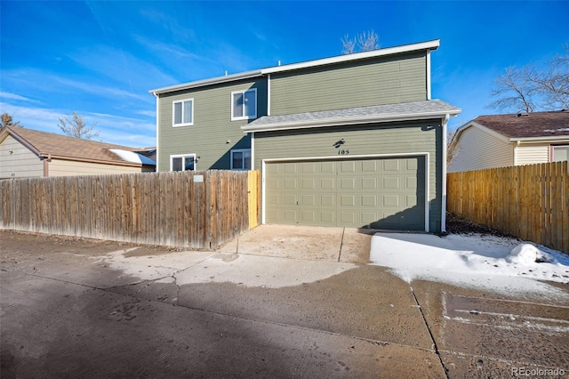 view of front facade with a garage