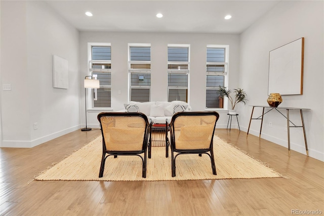 dining area with light hardwood / wood-style flooring