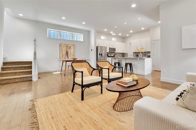 living room with light wood-type flooring