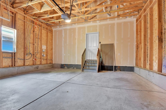 garage with a garage door opener