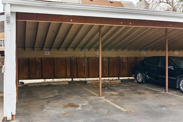 view of covered parking lot