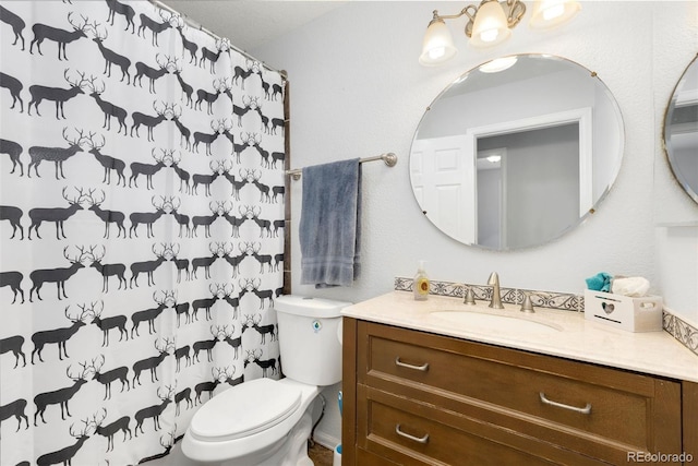 544 S 3rd Ave, Brighton, CO 80601 - bathroom with vanity, toilet, and a shower with curtain
