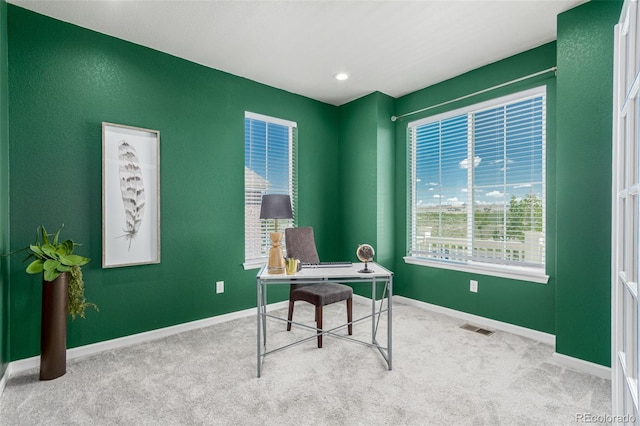12941 Delaware St, Westminster, CO 80234 - office area featuring carpet floors, baseboards, and recessed lighting