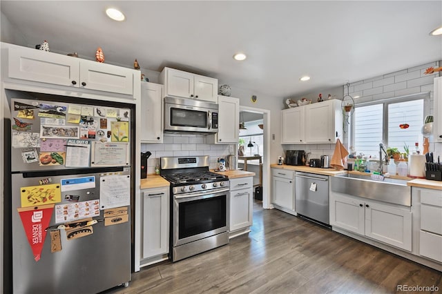 kitchen featuring a sink, a healthy amount of sunlight, decorative backsplash, and stainless steel appliances