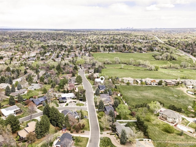 drone / aerial view with a residential view
