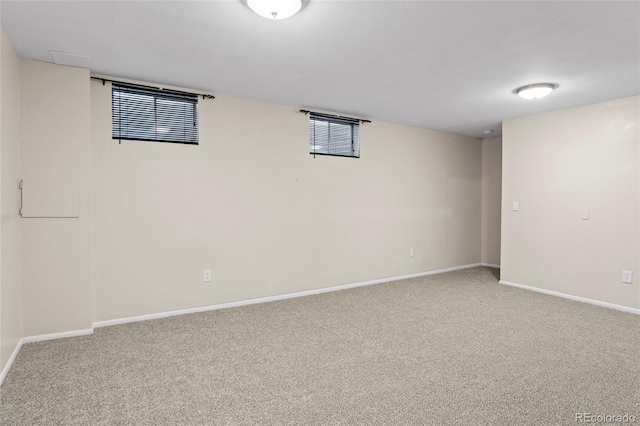 basement with carpet