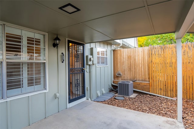 view of patio featuring central AC