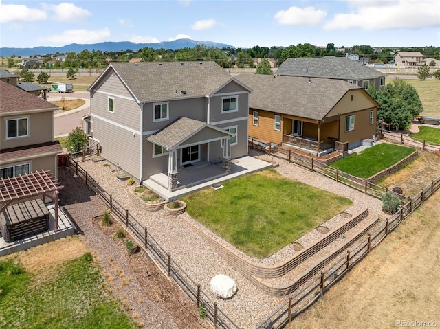 bird's eye view with a mountain view