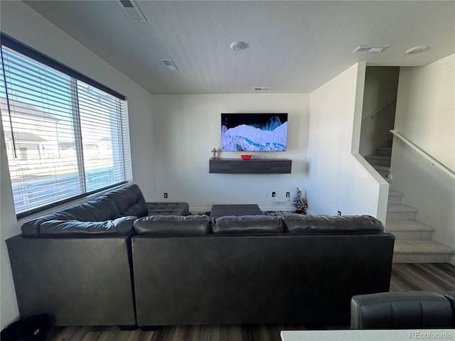 living room with wood-type flooring