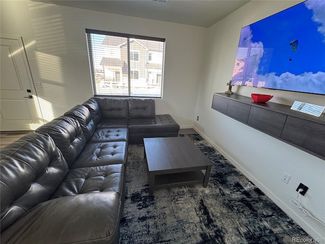 living room with wood-type flooring