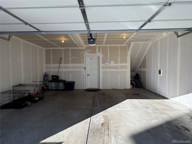 garage with a garage door opener