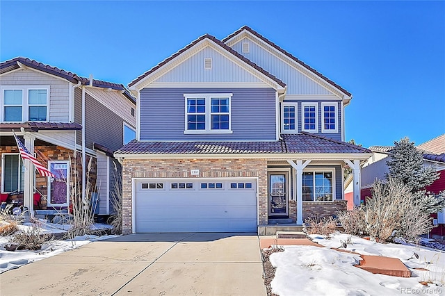 view of front of home with a garage