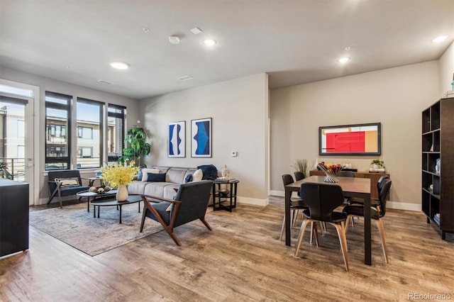 living room featuring light hardwood / wood-style floors