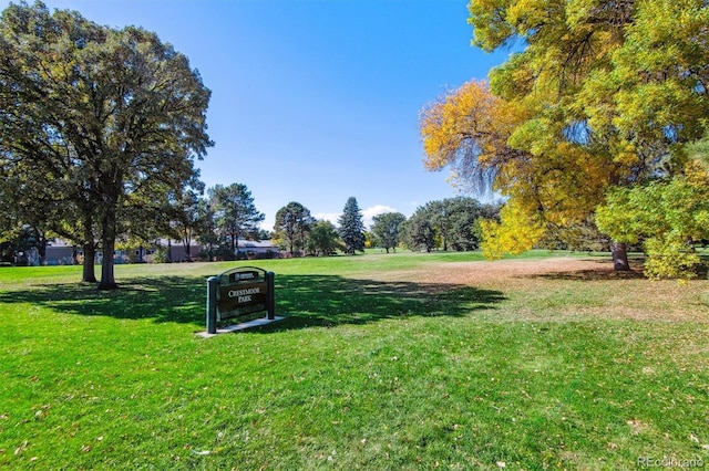 view of property's community featuring a lawn