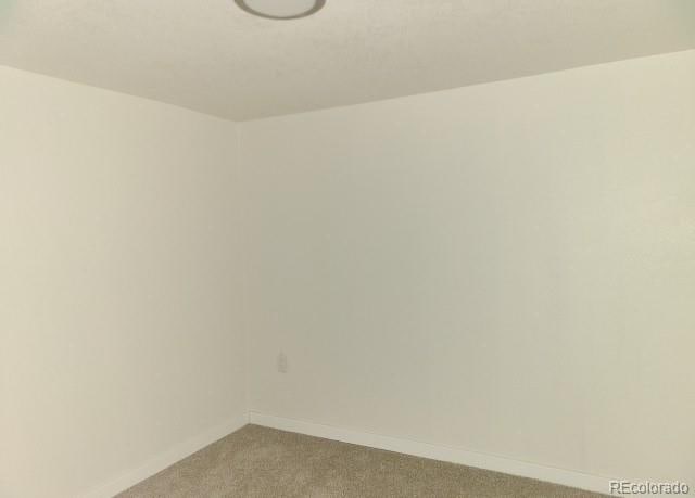 carpeted empty room featuring baseboards