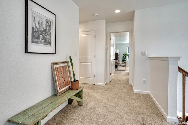 17396 Hop Clover Ave, Parker, CO 80134 - hall with carpet, recessed lighting, and an upstairs landing