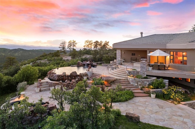 606 Cliffgate Ln, Castle Rock, CO 80108 - view of yard with a wooden deck and stairway