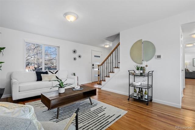 living room with hardwood / wood-style floors