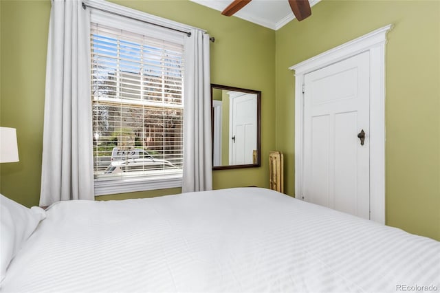 1301 N Ogden St Unit 1A, Denver, CO 80218 - bedroom featuring ornamental molding and a ceiling fan