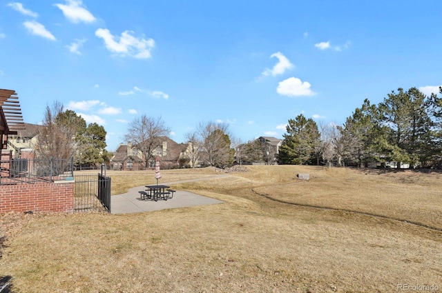 view of yard with a patio area and fence