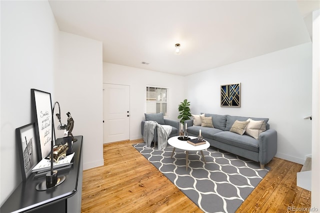 living room with hardwood / wood-style flooring