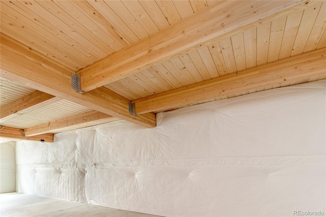 details with wood ceiling and beam ceiling