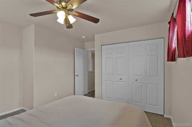 9455 Shinnecock Ct, Peyton, CO 80831 - carpeted bedroom with baseboards, a closet, and ceiling fan