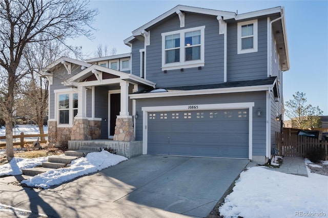 view of front of home with a garage