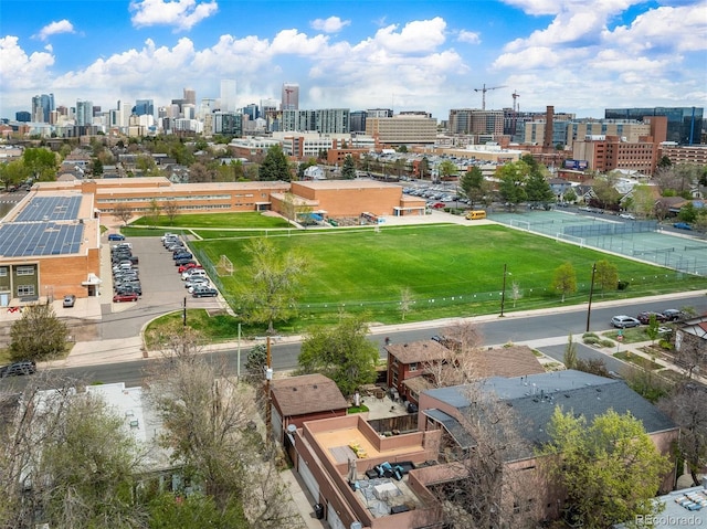 469 Elati St, Denver, CO 80204 - drone / aerial view featuring a city view