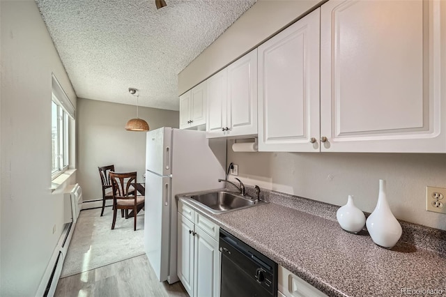 1045 N Pennsylvania St Unit 601, Denver, CO 80203 - kitchen featuring dishwasher, a sink, white cabinetry, a textured ceiling, and light wood finished floors