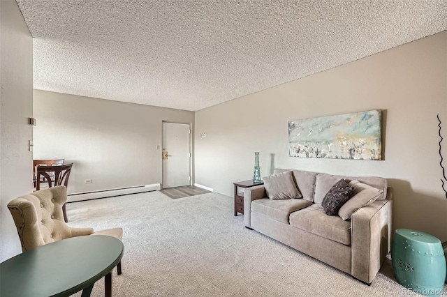 1045 N Pennsylvania St Unit 601, Denver, CO 80203 - carpeted living area with baseboard heating and a textured ceiling