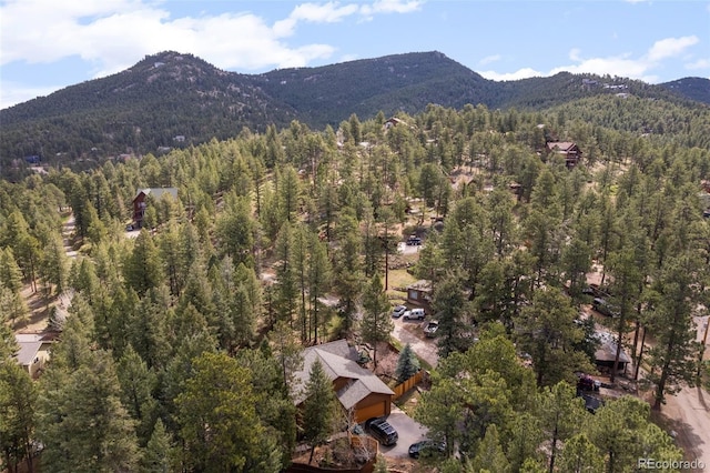 27711 Moffat Rd, Evergreen, CO 80439 - bird's eye view with a view of trees and a mountain view