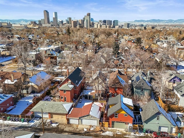 aerial view with a mountain view