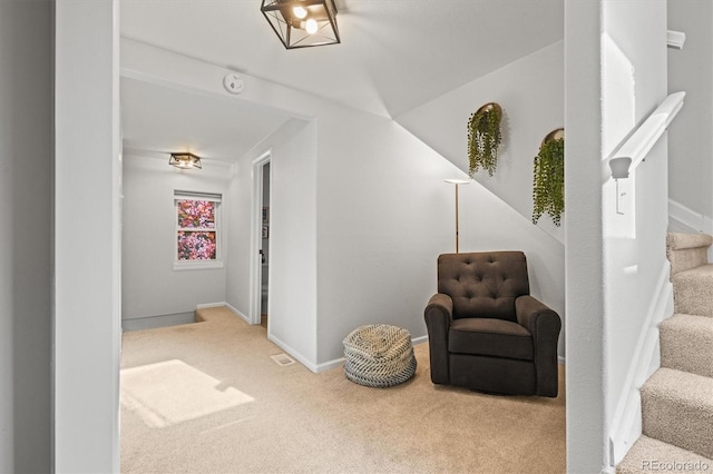 2336 N High St, Denver, CO 80205 - living area featuring carpet and stairway