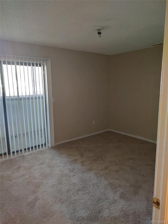 empty room with carpet and a textured ceiling