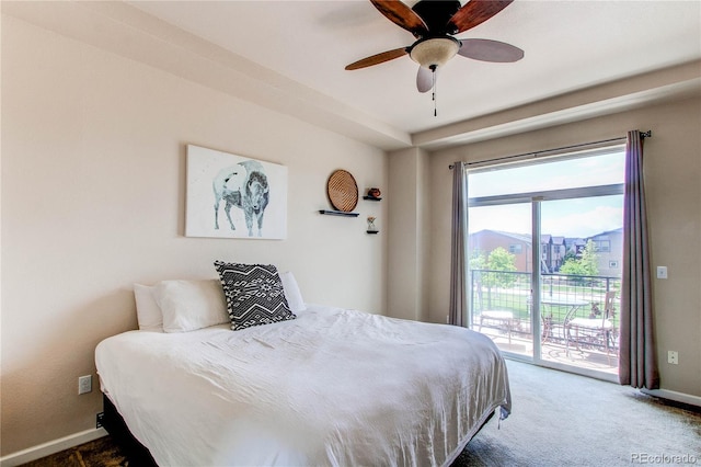 2346 Central Park Blvd, Denver, CO 80238 - bedroom featuring access to exterior, carpet flooring, baseboards, and ceiling fan