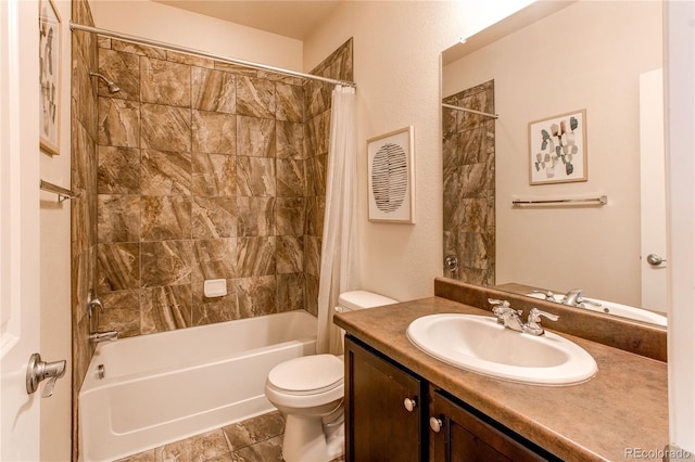 2346 Central Park Blvd, Denver, CO 80238 - bathroom featuring toilet, shower / bathtub combination with curtain, and vanity