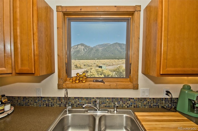 room details featuring a mountain view and sink