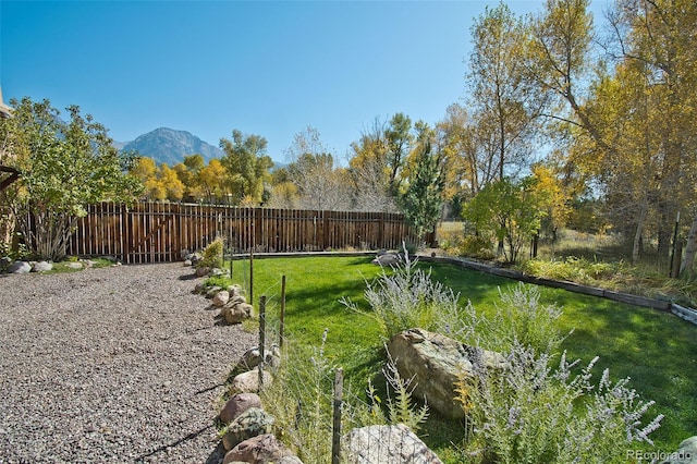 view of yard featuring a mountain view