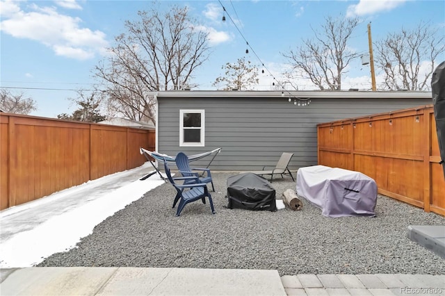 exterior space featuring a fenced backyard